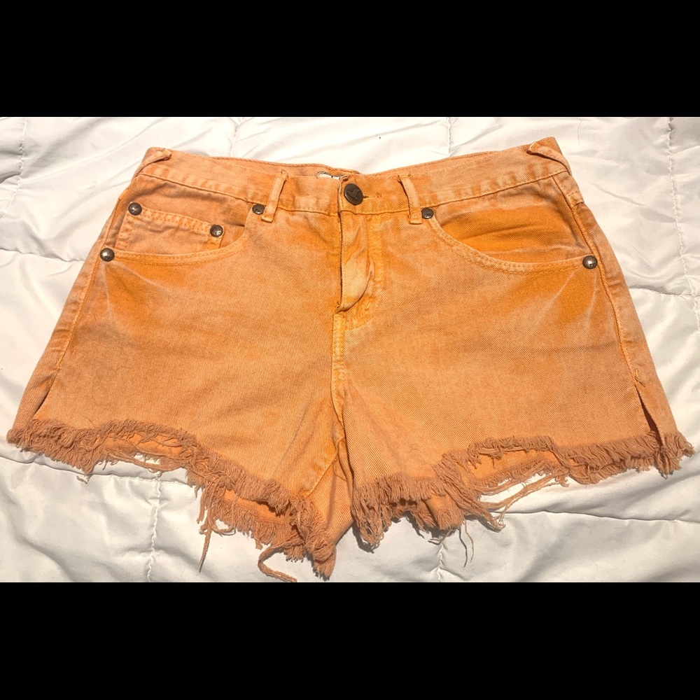 Free People Burnt Orange Jeans Shorts